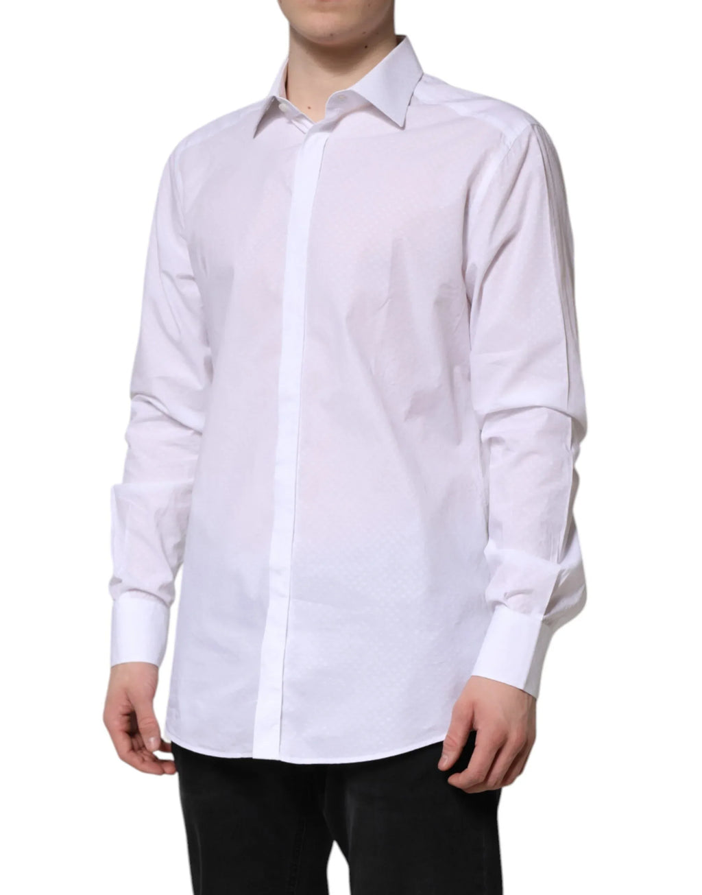 Dolce & Gabbana White GOLD Cotton Long Sleeves Formal Shirt - Zeiniez