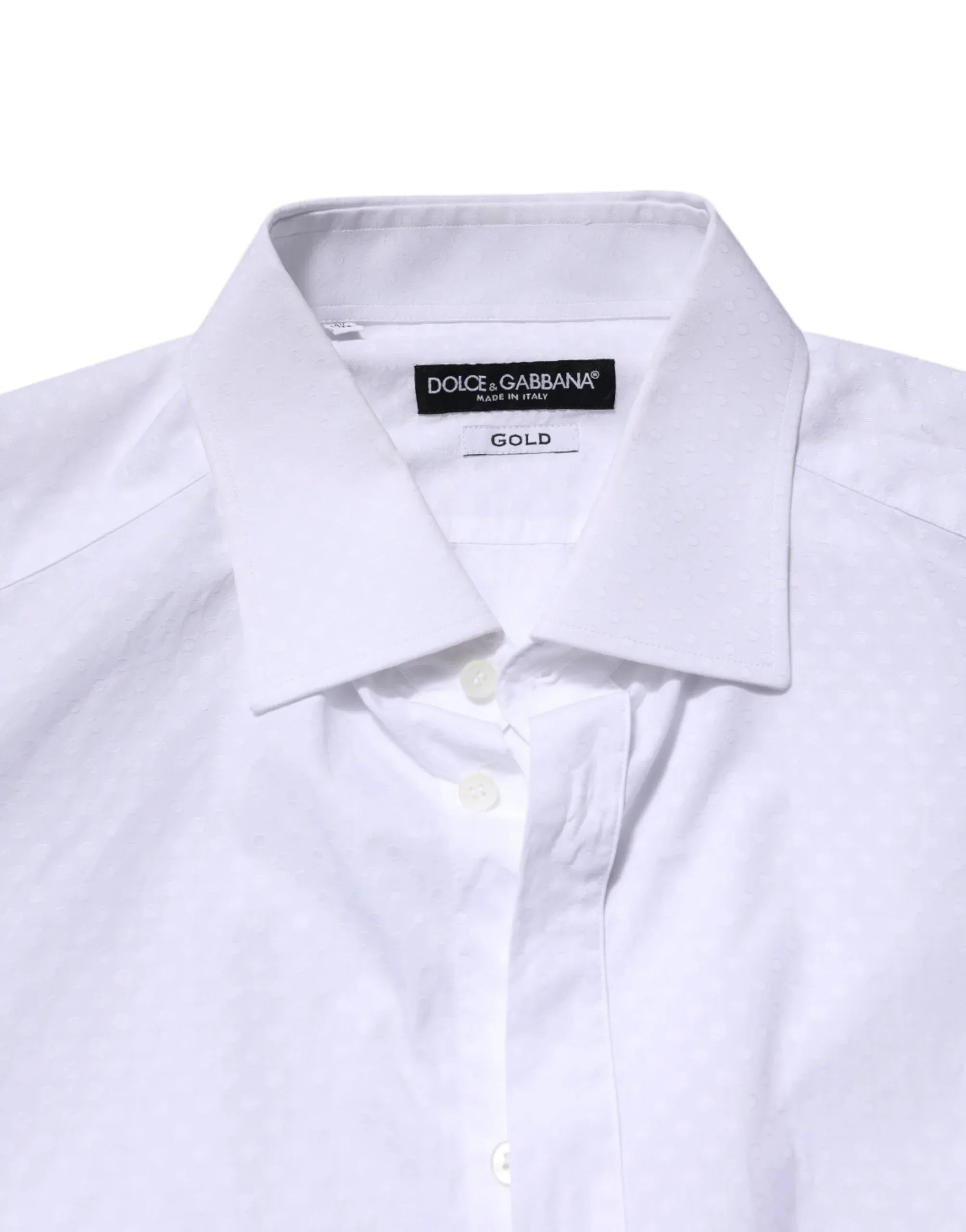 Dolce & Gabbana White GOLD Cotton Long Sleeves Formal Shirt - Zeiniez