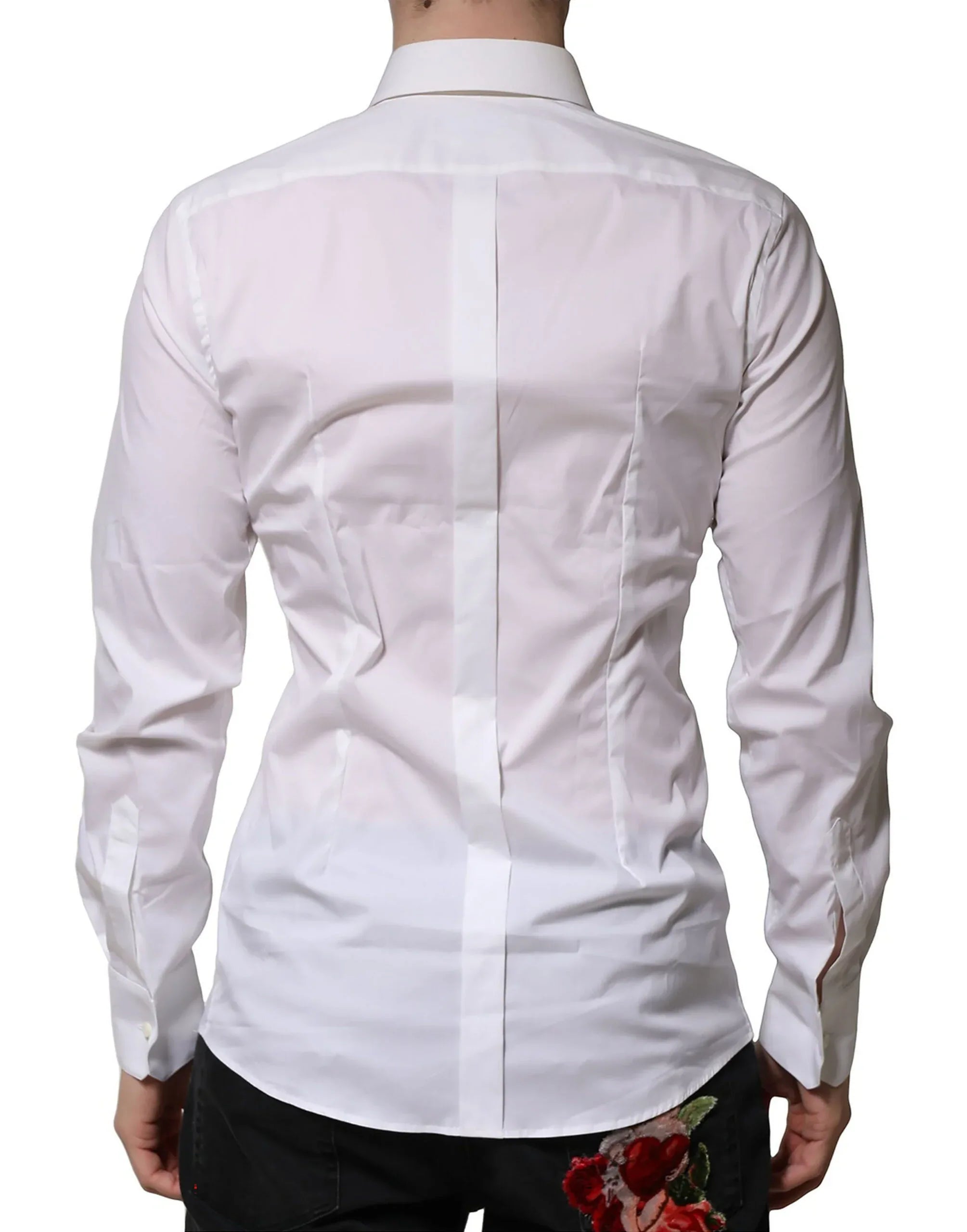 Dolce & Gabbana White Cotton Long Sleeves GOLD Formal Shirt - Zeiniez