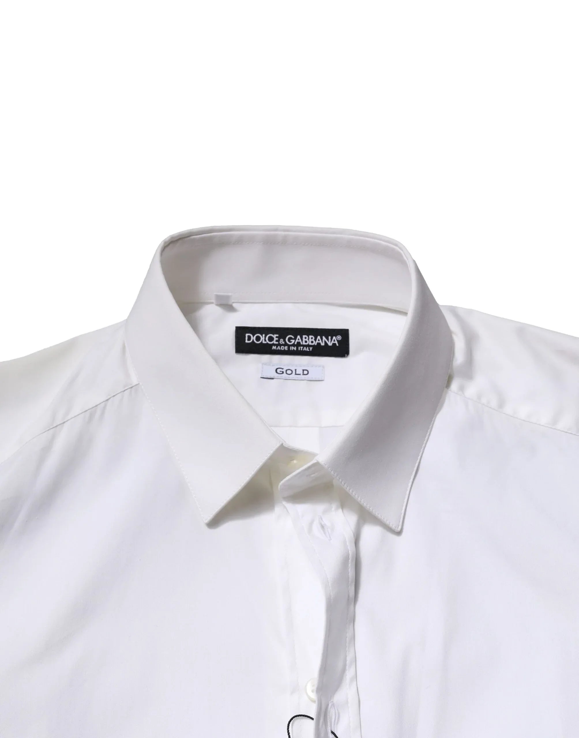 Dolce & Gabbana White Cotton Long Sleeves GOLD Formal Shirt - Zeiniez