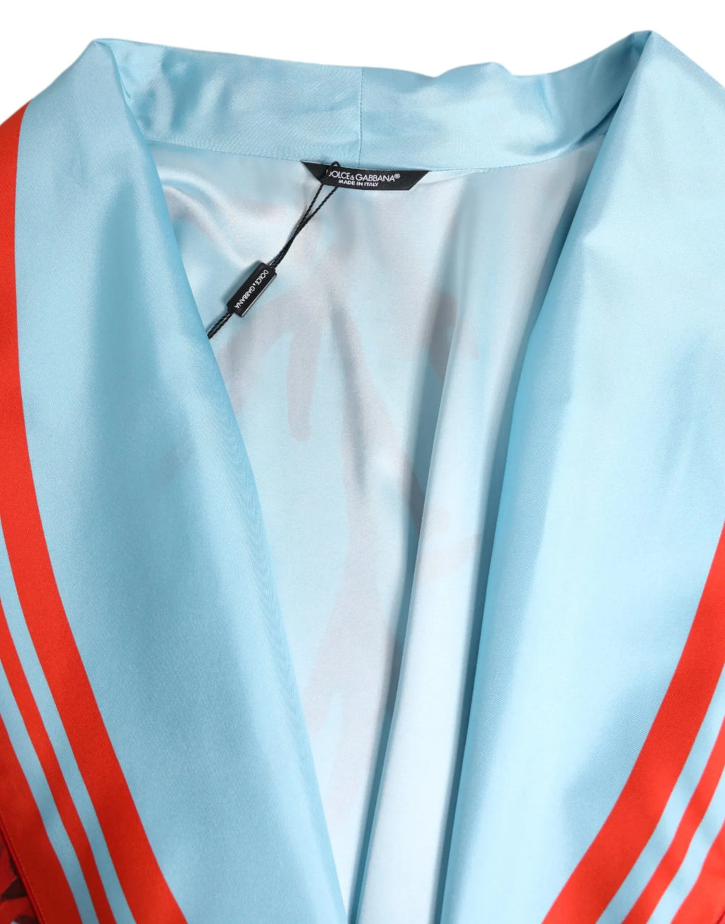 Dolce & Gabbana Blue Red Coral Print Wrap Robe Coat Jacket - Zeiniez
