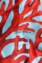 Dolce & Gabbana Blue Red Coral Print Wrap Robe Coat Jacket - Zeiniez