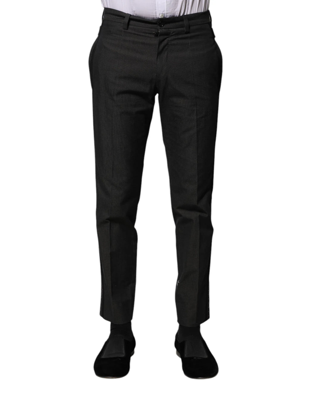 Dolce & Gabbana Gray Cotton Patterned Formal Pants - Zeiniez