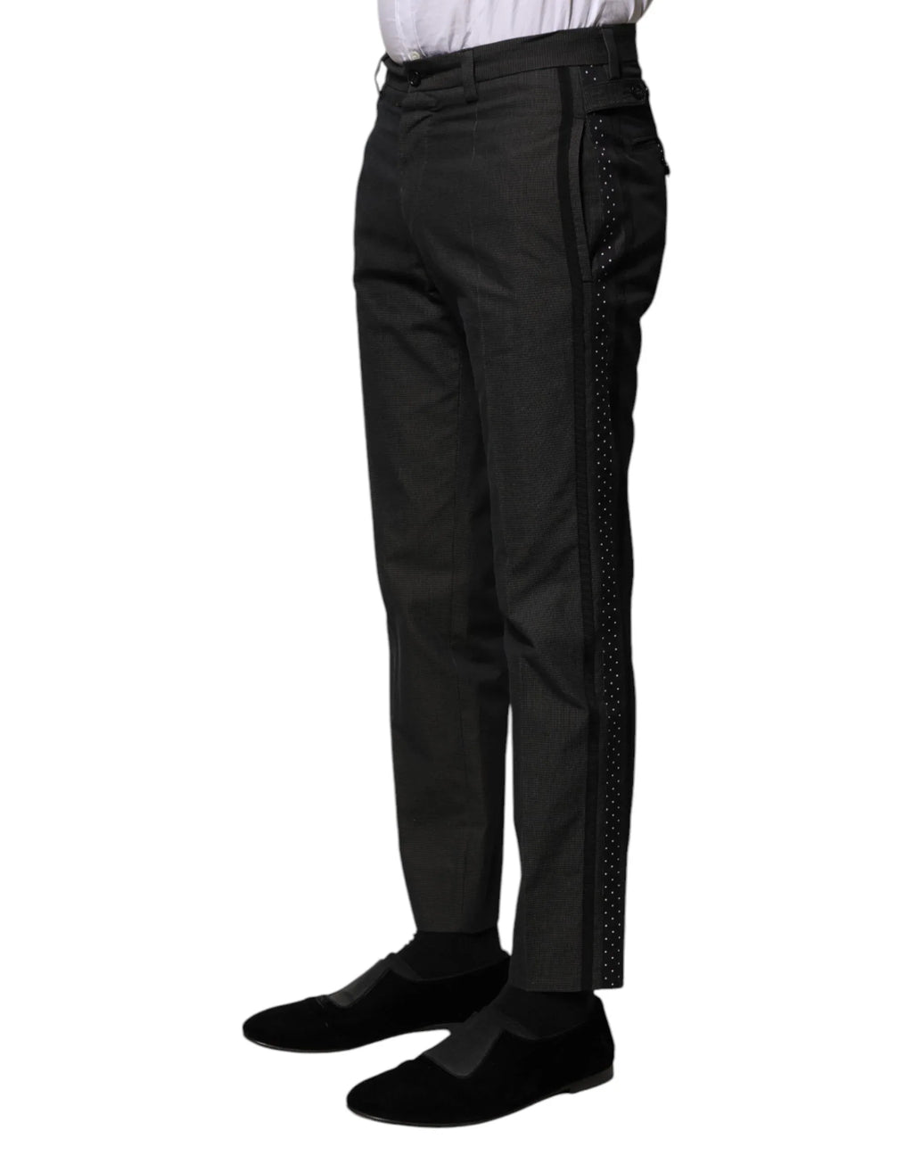 Dolce & Gabbana Gray Cotton Patterned Formal Pants - Zeiniez