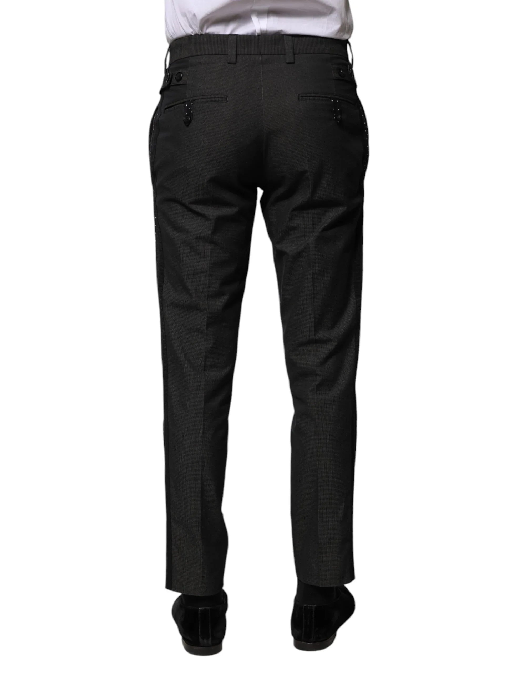 Dolce & Gabbana Gray Cotton Patterned Formal Pants - Zeiniez