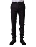 Dolce & Gabbana Black Wool Patterned Formal Pants - Zeiniez