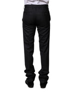 Dolce & Gabbana Black Wool Striped Formal Pants - Zeiniez