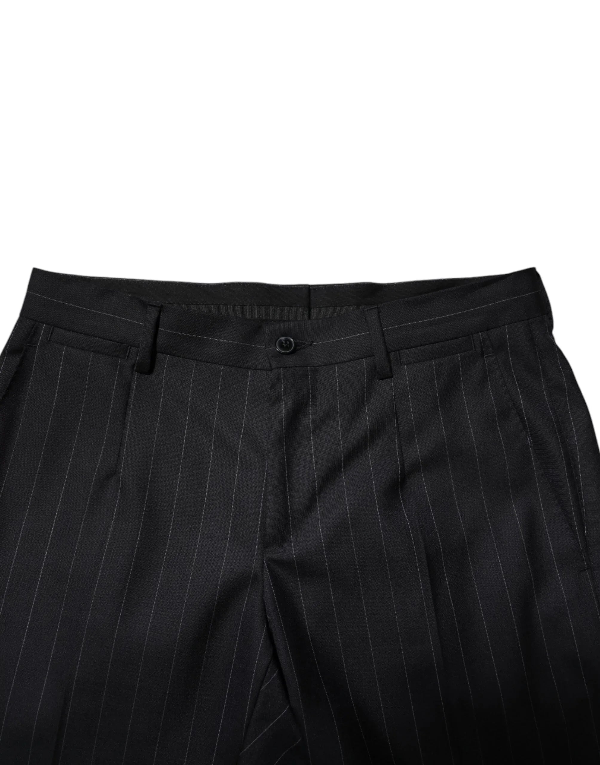 Dolce & Gabbana Black Wool Striped Formal Pants - Zeiniez