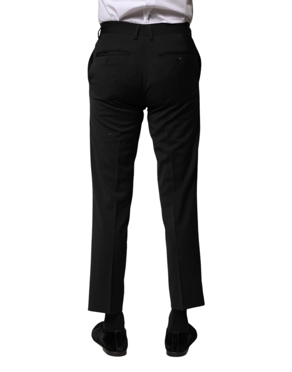 Dolce & Gabbana Black Wool Formal Men Cropped Pants - Zeiniez