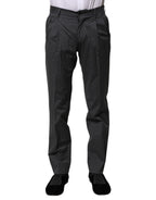 Dolce & Gabbana Gray Striped Cotton Formal Pants - Zeiniez