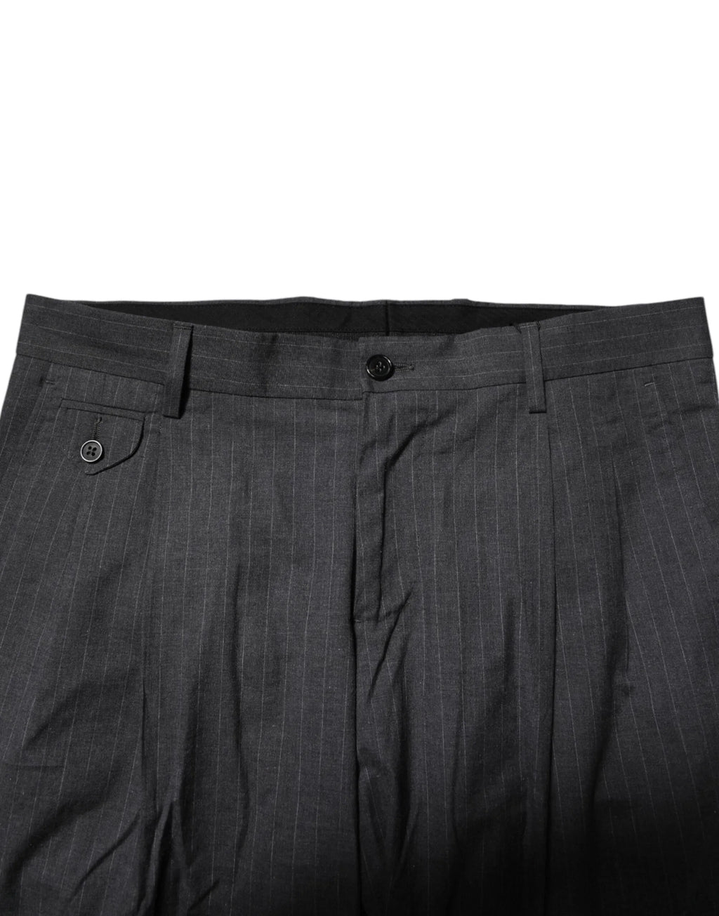 Dolce & Gabbana Gray Striped Cotton Formal Pants - Zeiniez