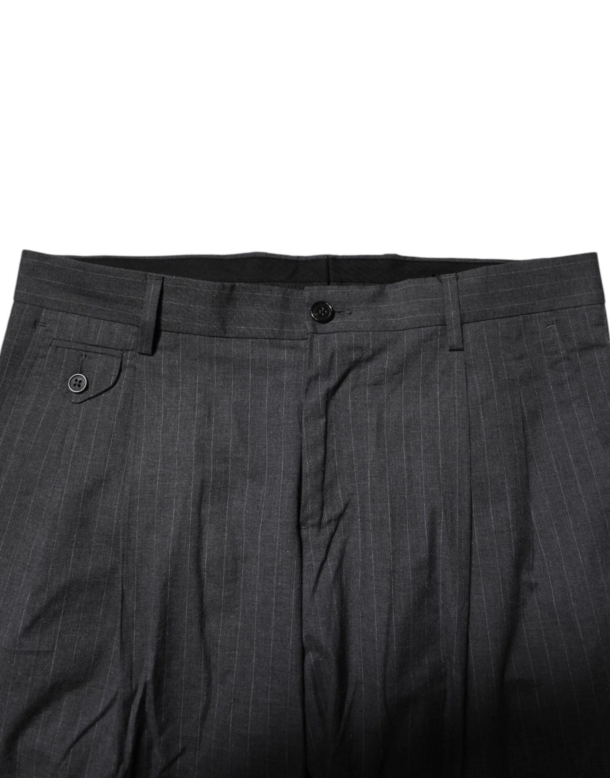 Dolce & Gabbana Gray Striped Cotton Formal Pants - Zeiniez