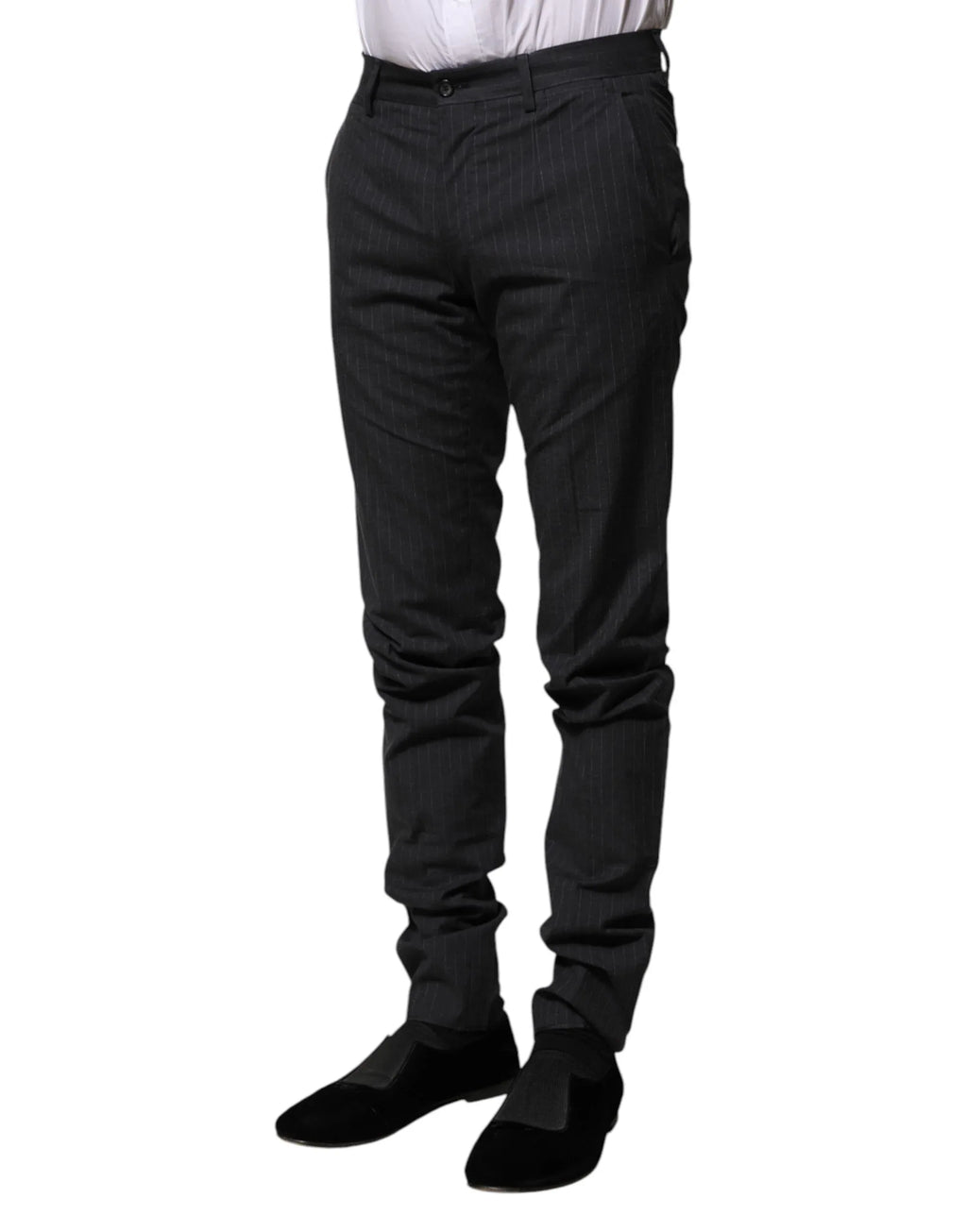 Dolce & Gabbana Gray Striped Cotton Formal Pants - Zeiniez