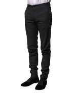 Dolce & Gabbana Gray Striped Cotton Formal Pants - Zeiniez