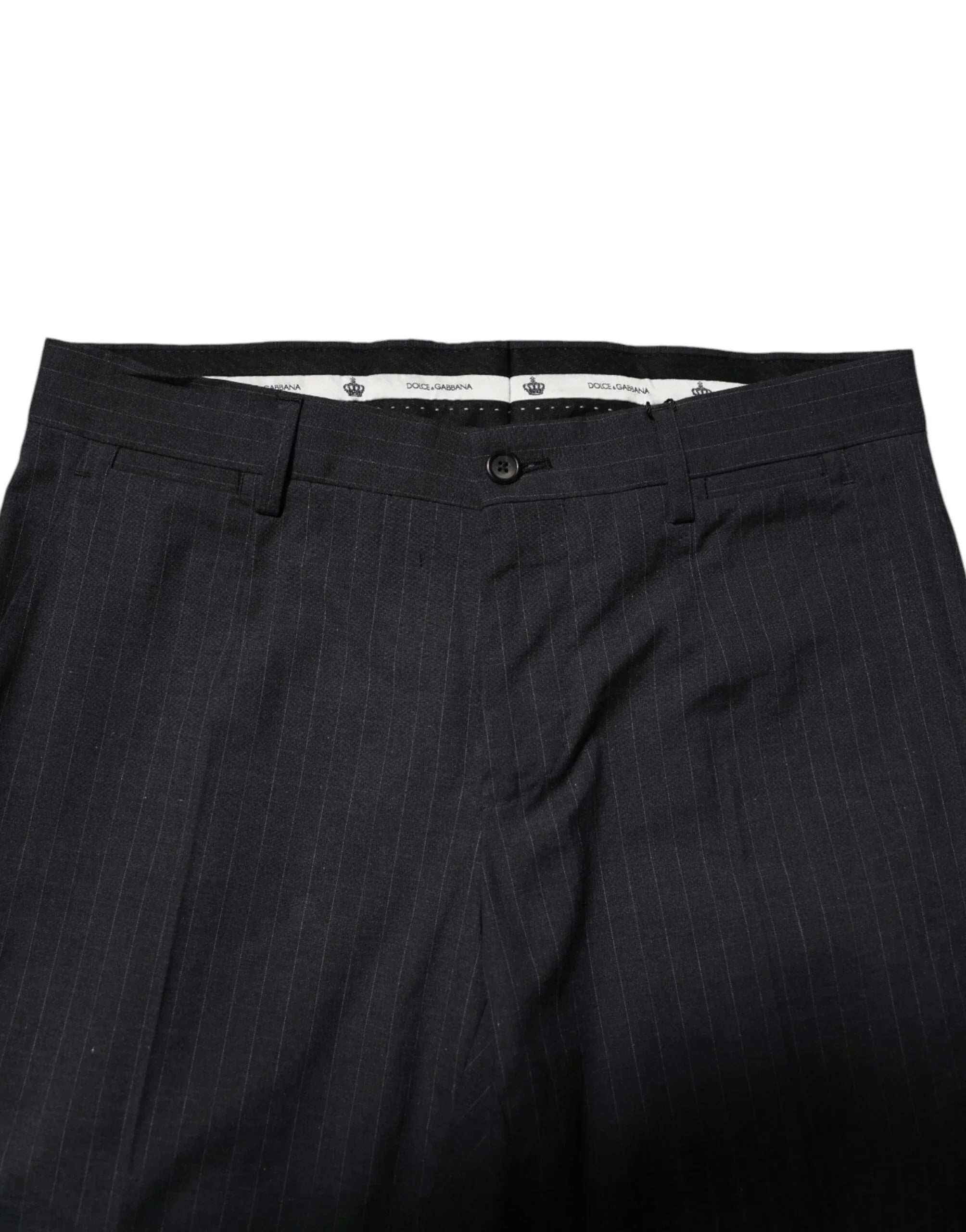 Dolce & Gabbana Gray Striped Cotton Formal Pants - Zeiniez