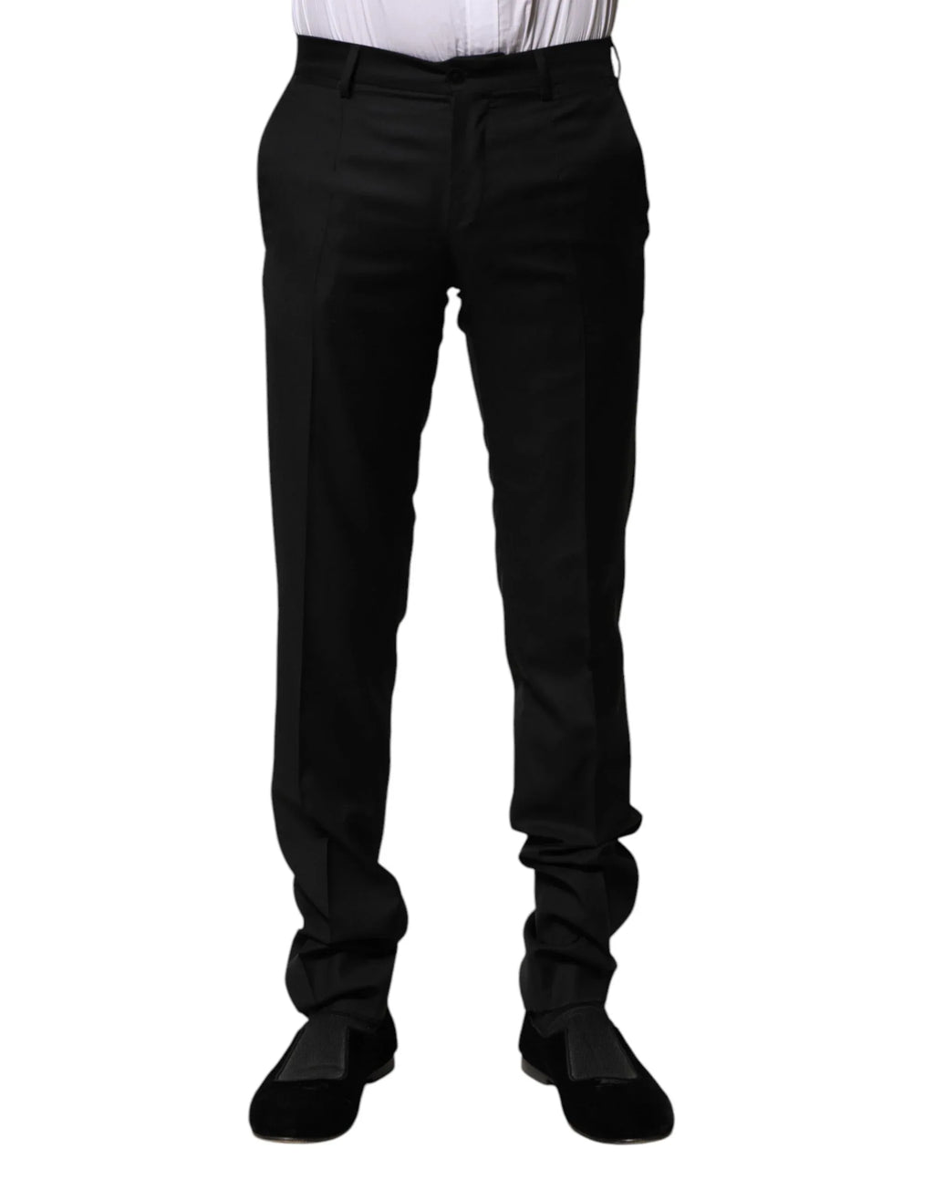 Dolce & Gabbana Black Wool Formal Men Slim Pants - Zeiniez