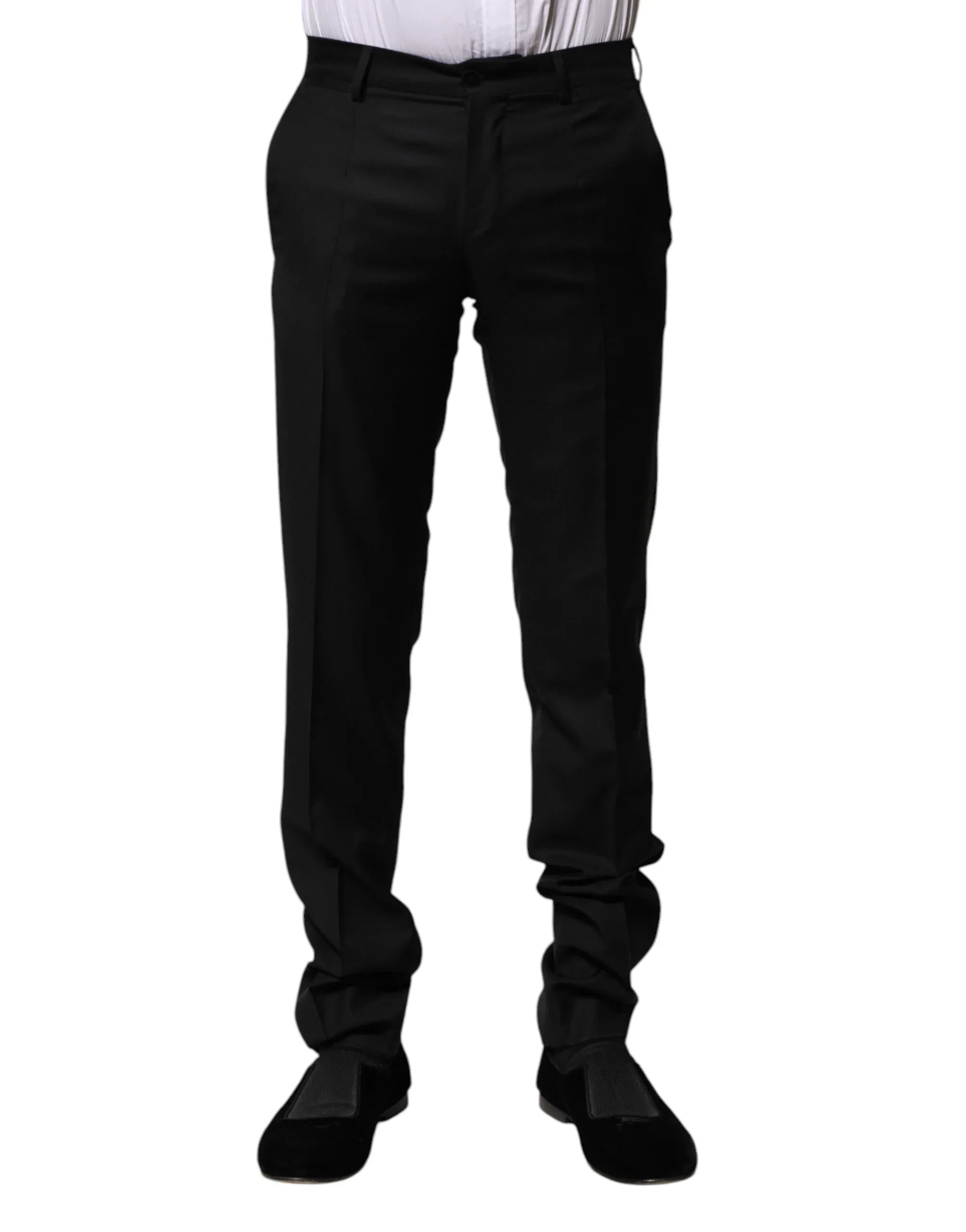 Dolce & Gabbana Black Wool Formal Men Slim Pants - Zeiniez