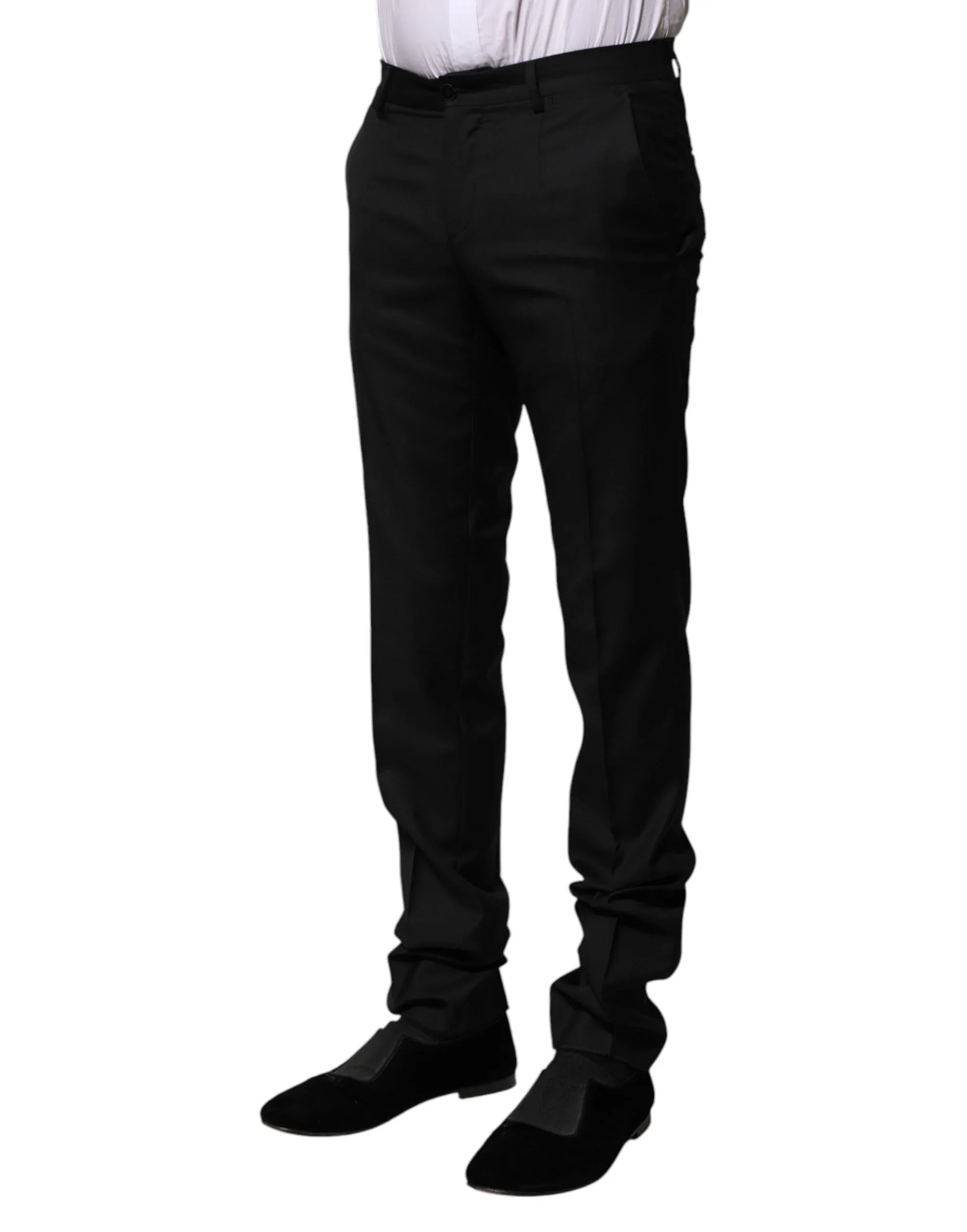 Dolce & Gabbana Black Wool Formal Men Slim Pants - Zeiniez