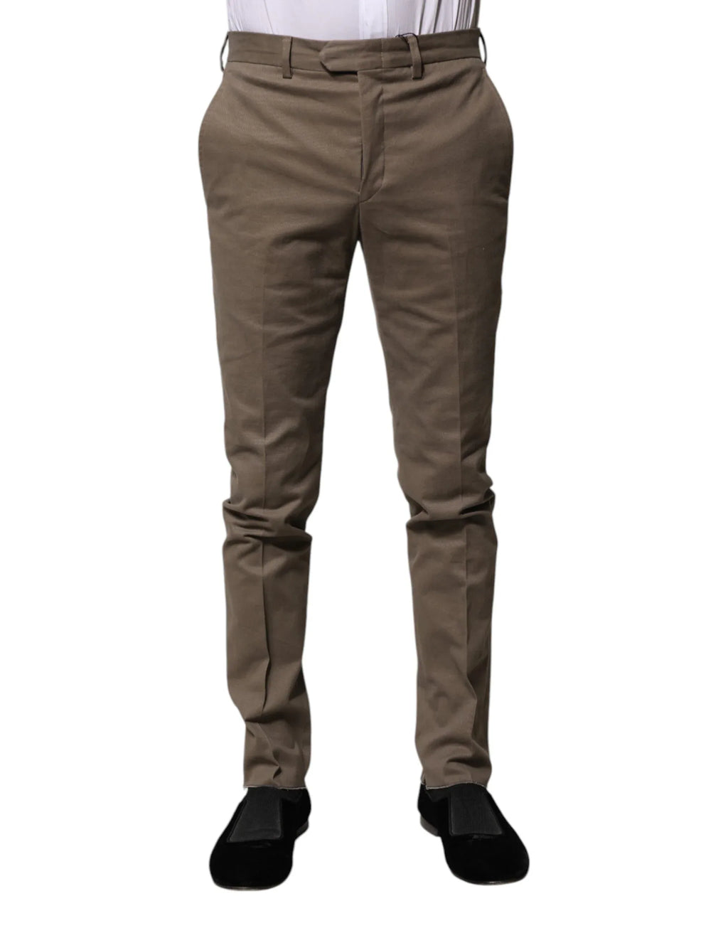 BENCIVENGA Brown Cotton Tapered Formal Dress Pants - Zeiniez