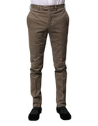 BENCIVENGA Brown Cotton Tapered Formal Dress Pants - Zeiniez
