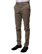 BENCIVENGA Brown Cotton Tapered Formal Dress Pants - Zeiniez