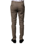 BENCIVENGA Brown Cotton Tapered Formal Dress Pants - Zeiniez