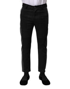 Dolce & Gabbana Black Gray Fantasy Cotton Formal Slim Pants - Zeiniez