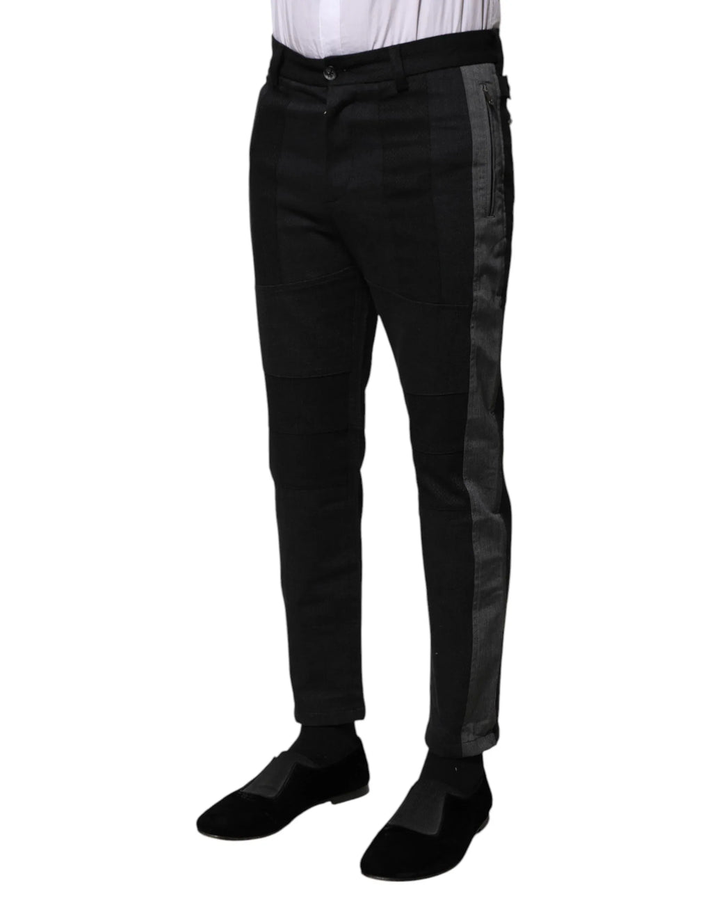 Dolce & Gabbana Black Gray Fantasy Cotton Formal Slim Pants - Zeiniez