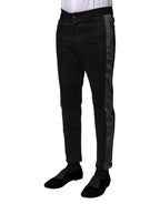 Dolce & Gabbana Black Gray Fantasy Cotton Formal Slim Pants - Zeiniez