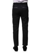 Dolce & Gabbana Black Gray Fantasy Cotton Formal Slim Pants - Zeiniez