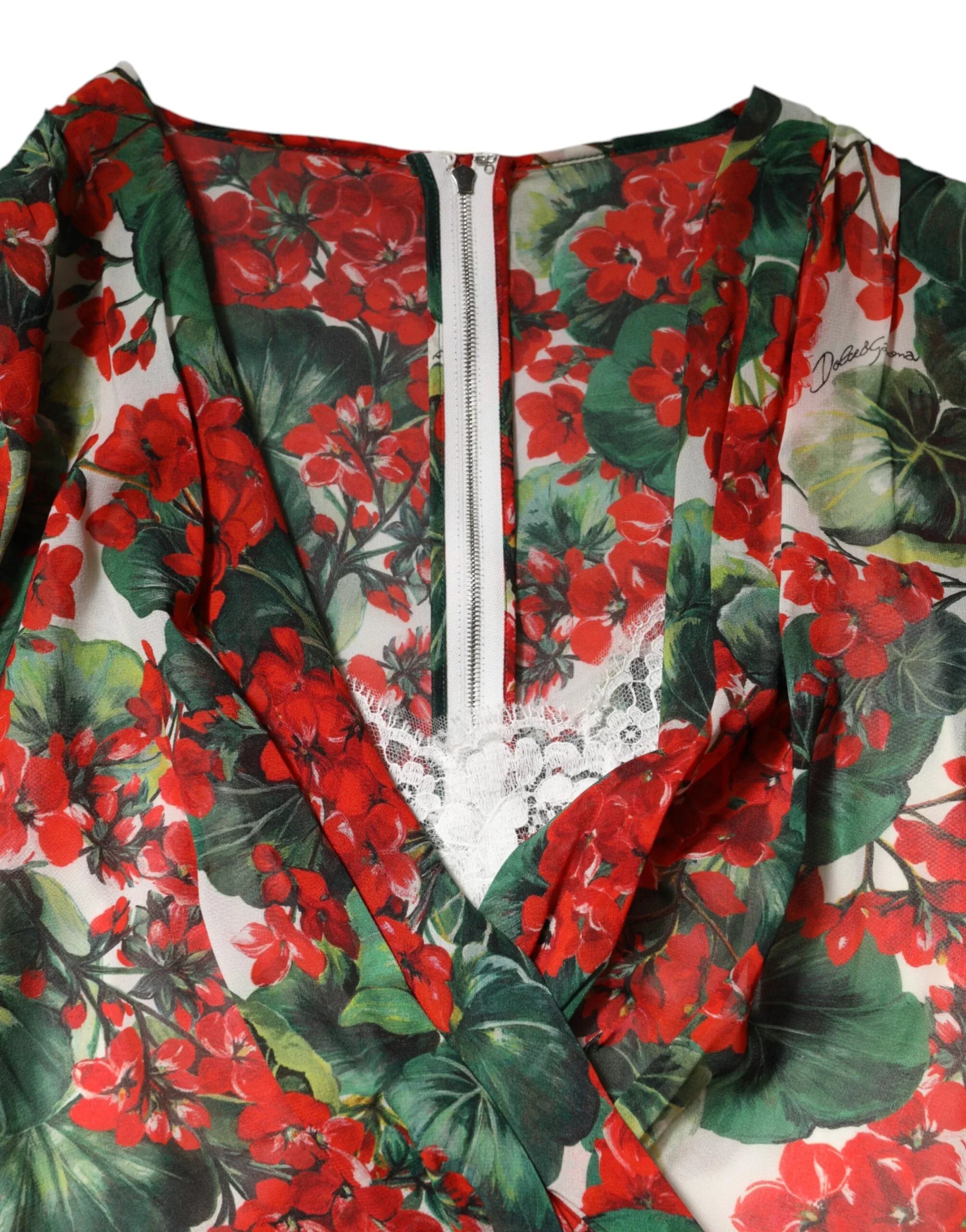 Dolce & Gabbana Multicolor Floral Long Sleeves V-neck Dress - Zeiniez