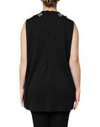 Dolce & Gabbana Black Cotton Rhinestone Embellished Tank Top - Zeiniez