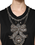 Dolce & Gabbana Black Cotton Rhinestone Embellished Tank Top - Zeiniez