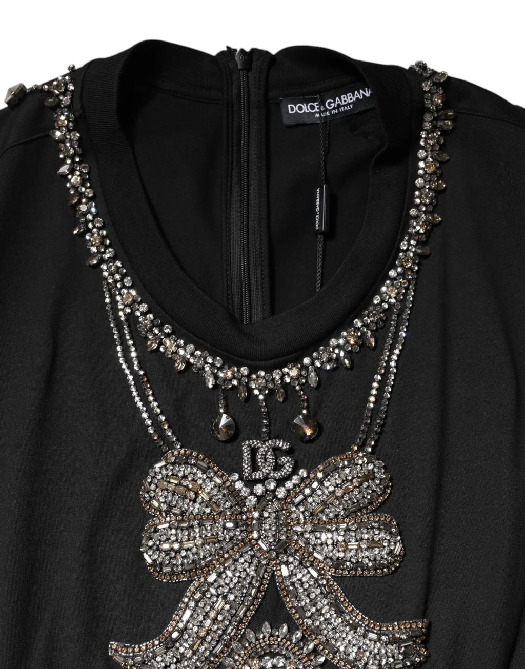 Dolce & Gabbana Black Cotton Rhinestone Embellished Tank Top - Zeiniez