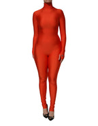 Dolce & Gabbana Red Nylon Turtleneck Bodycon Jumpsuit Dress - Zeiniez
