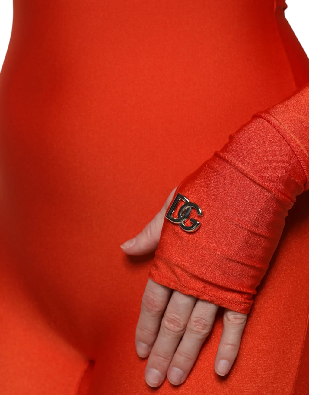 Dolce & Gabbana Red Nylon Turtleneck Bodycon Jumpsuit Dress - Zeiniez