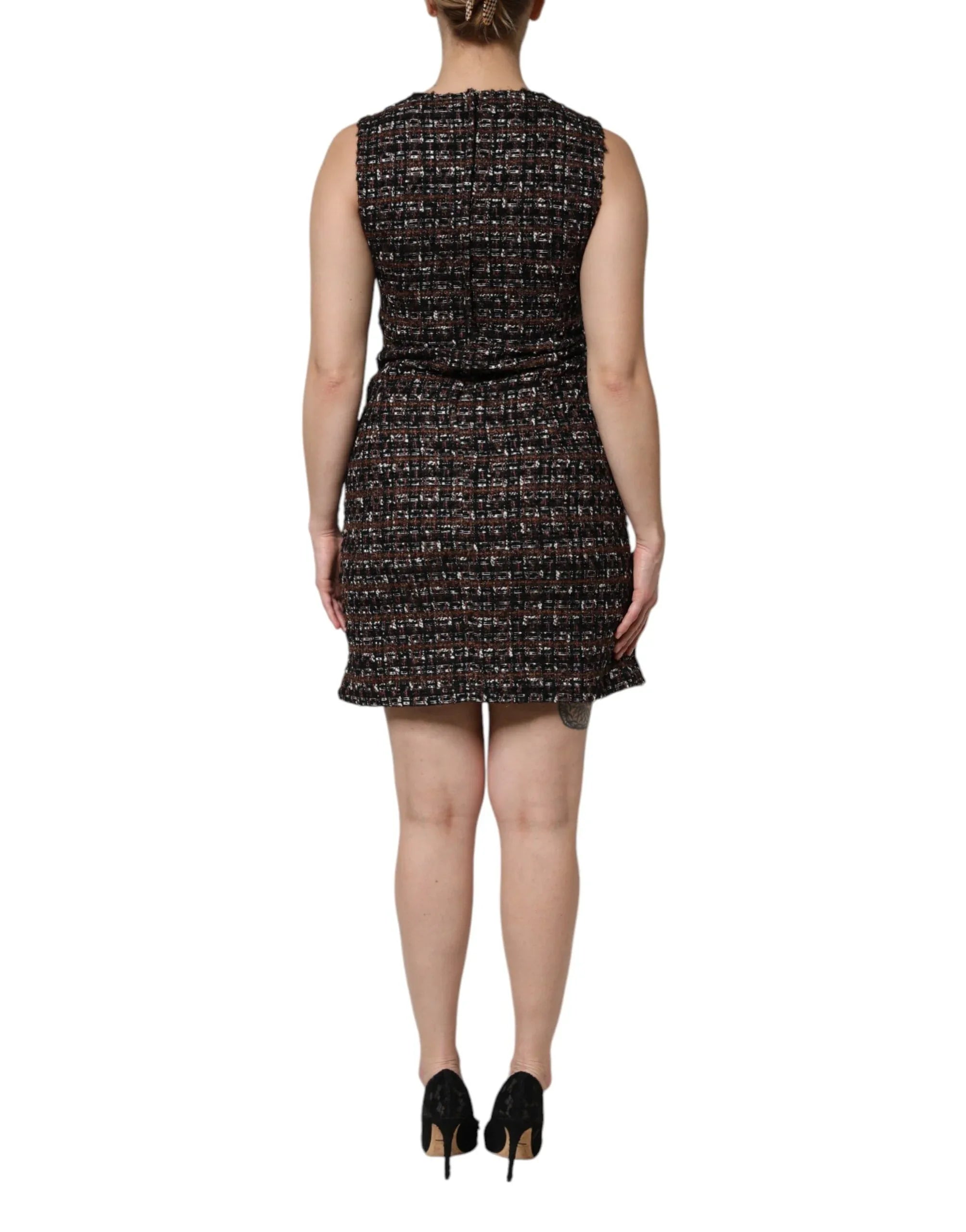 Dolce & Gabbana Multicolor Sleeveless Mini Tweed A-line Dress - Zeiniez