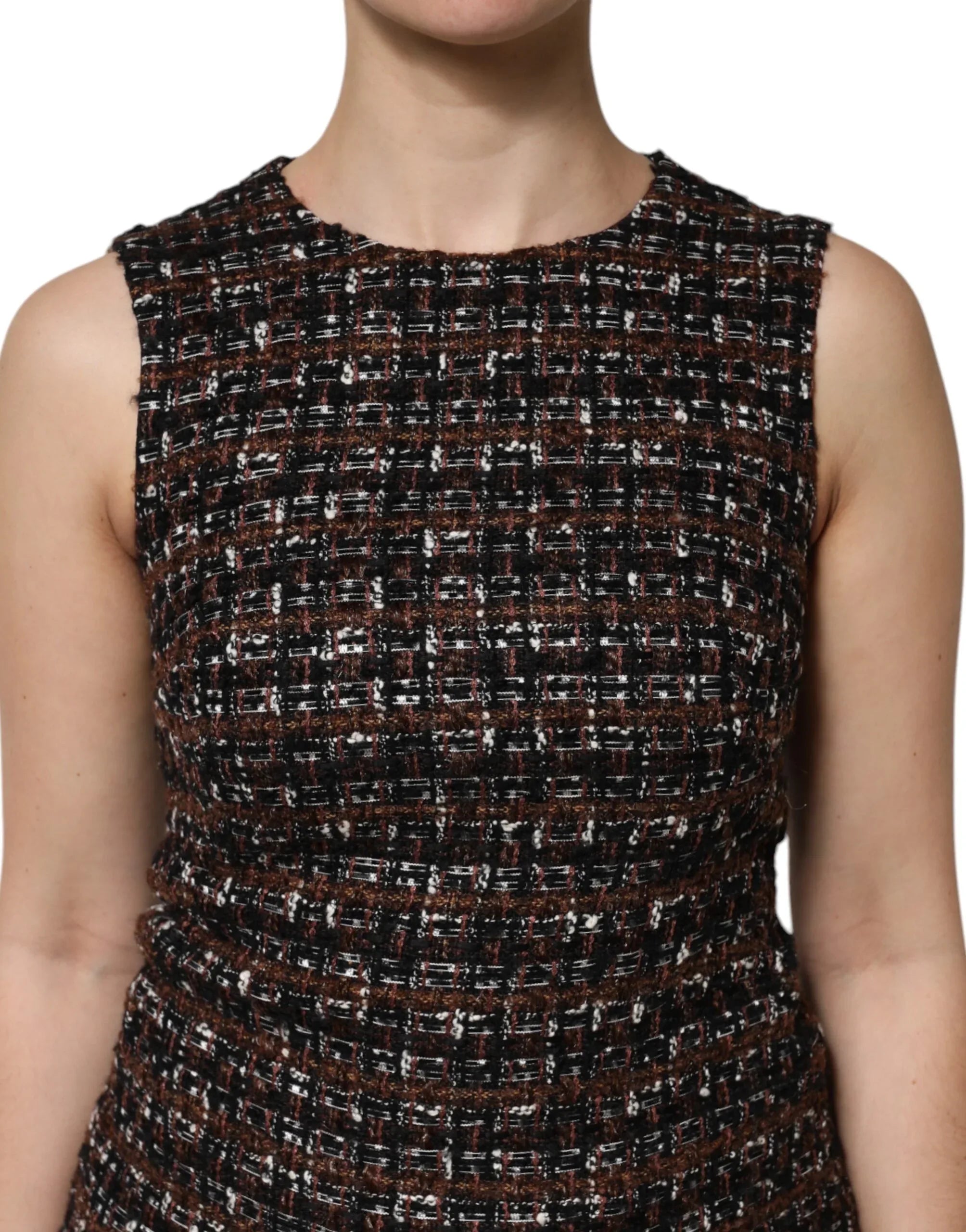 Dolce & Gabbana Multicolor Sleeveless Mini Tweed A-line Dress - Zeiniez