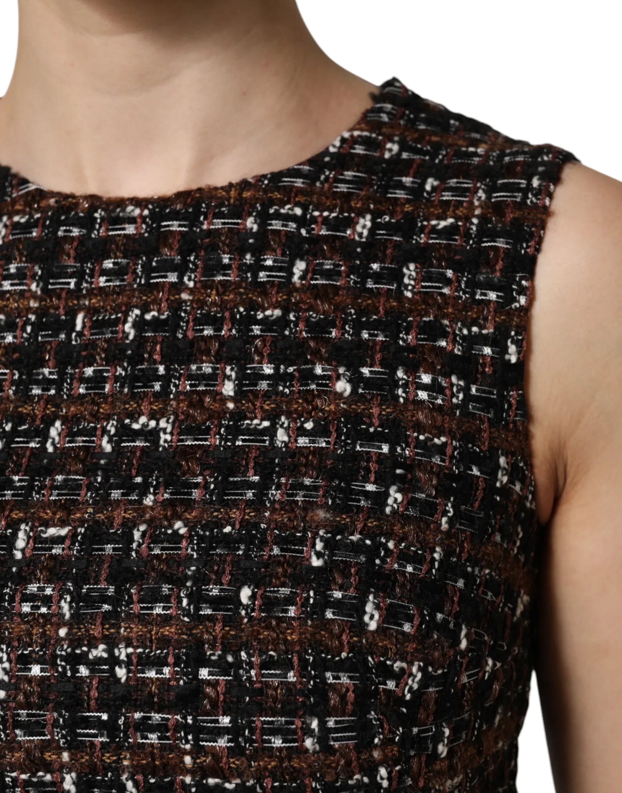 Dolce & Gabbana Multicolor Sleeveless Mini Tweed A-line Dress - Zeiniez