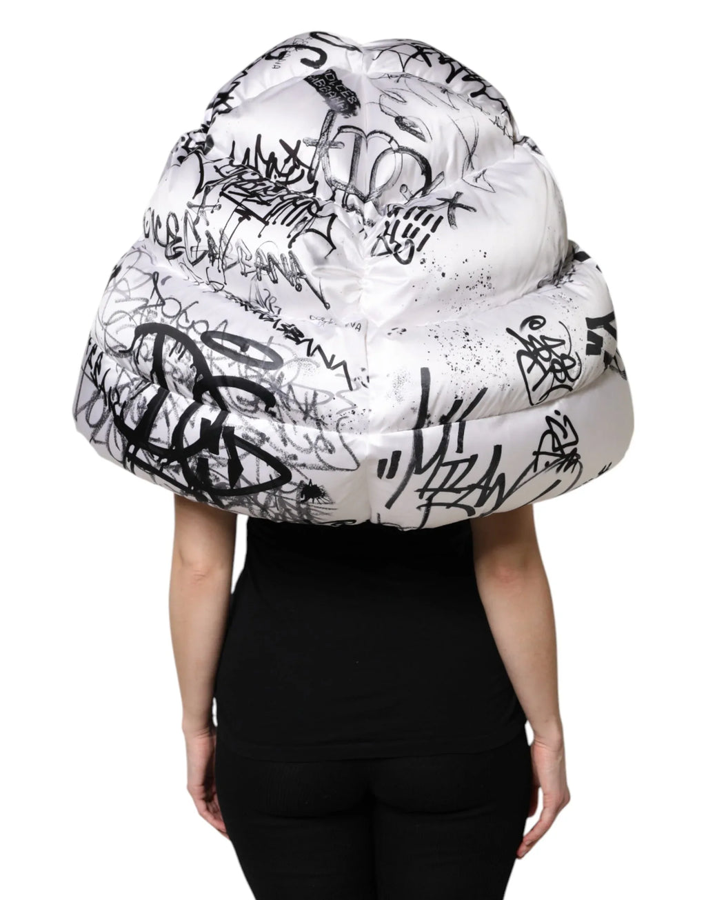 Dolce & Gabbana White Polyester Printed Hood Quilted Hat - Zeiniez
