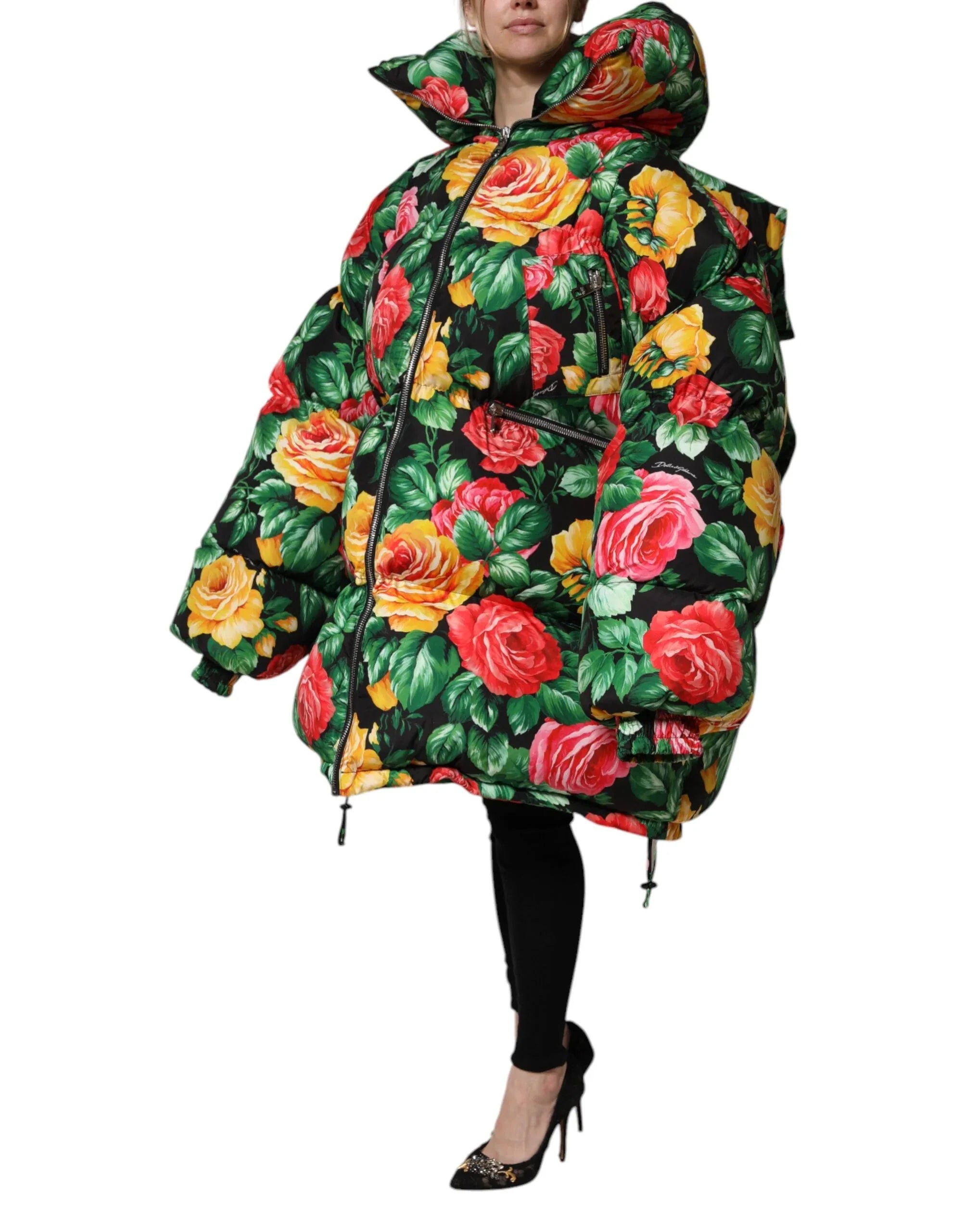 Dolce & Gabbana Multicolor Floral Puffer Hooded Jacket - Zeiniez