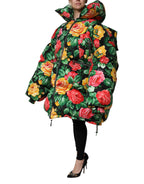 Dolce & Gabbana Multicolor Floral Puffer Hooded Jacket