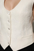 Dolce & Gabbana Ivory Cotton Button Down Sleeveless Vest Top - Zeiniez