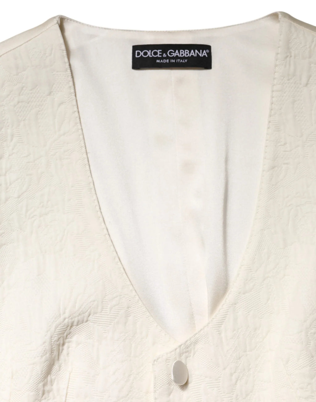 Dolce & Gabbana Ivory Cotton Button Down Sleeveless Vest Top - Zeiniez