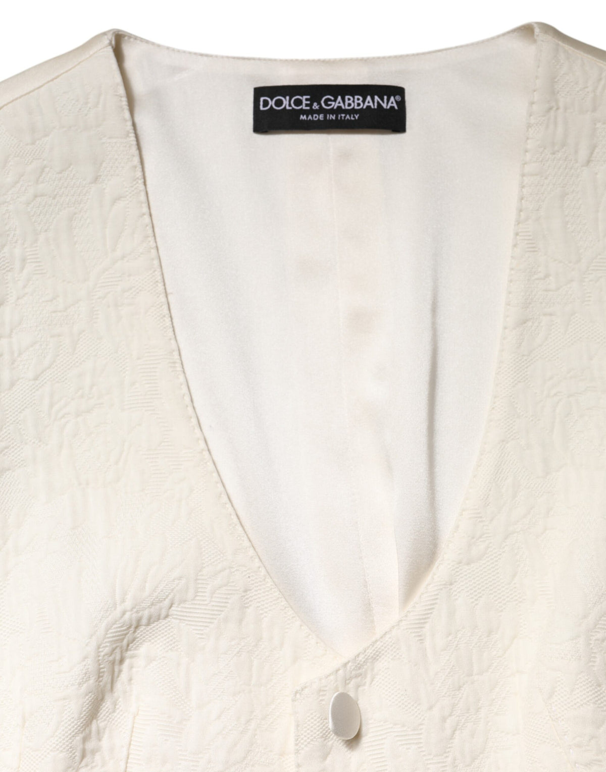 Dolce & Gabbana Ivory Cotton Button Down Sleeveless Vest Top
