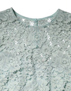 Dolce & Gabbana Mint Green Floral Lace Cotton Blouse Top - Zeiniez