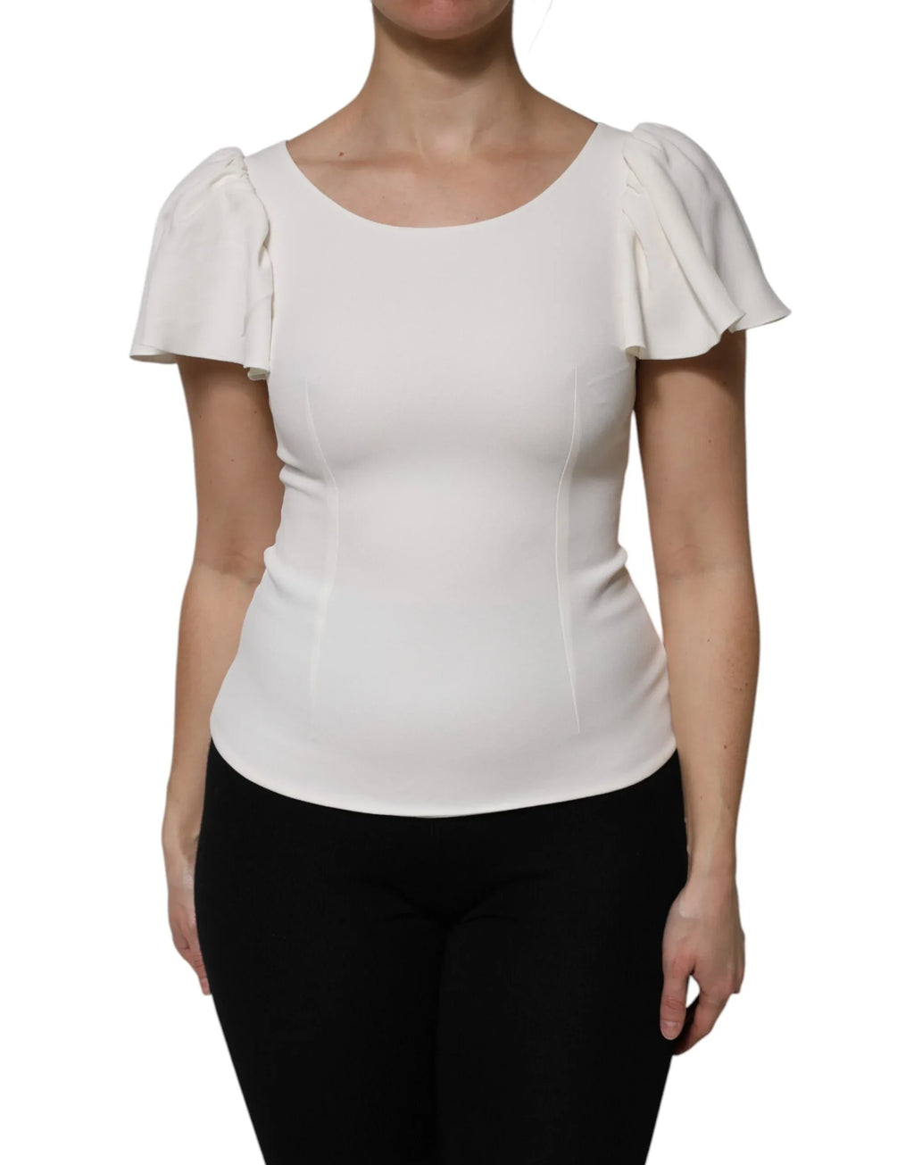 Dolce & Gabbana White Viscose Round Neck Short Sleeves Top - Zeiniez