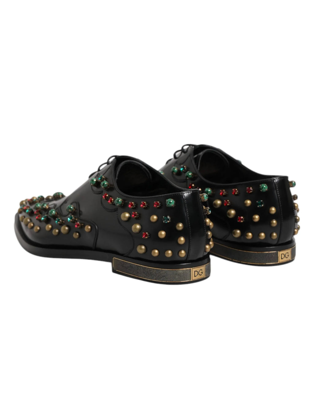 Dolce & Gabbana Black Leather Derby Dress Studded Shoes - Zeiniez
