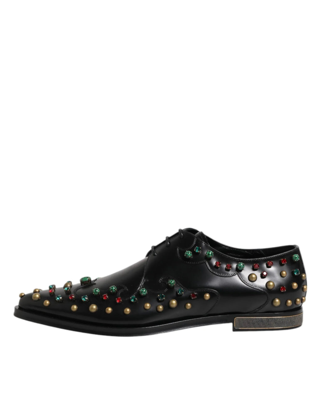 Dolce & Gabbana Black Leather Derby Dress Studded Shoes - Zeiniez