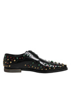 Dolce & Gabbana Black Leather Derby Dress Studded Shoes - Zeiniez